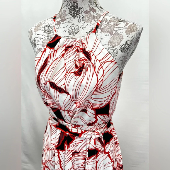 🛍️ANN TAYLOR‎ Cream and orange halter dress size Mp. - Picture 2 of 14